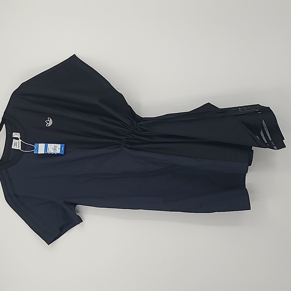 NWT Adidas irregular tee dress mismatch navy blue & black unique